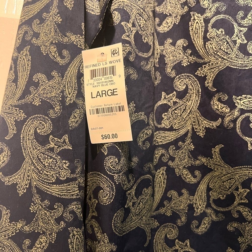 Alfani Men's Navy Paisley Shirt size L - Picture 5 of 8